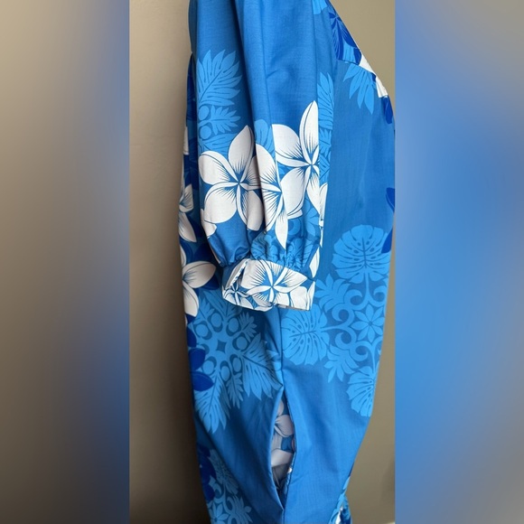 Royal Creations Blue Hawaiian MuuMuu Maxi Dress Size Small - Picture 3 of 9